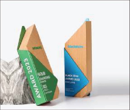 Cúp Pha Lê Gỗ Tam Giác Màu Sắc – Vinh Danh Thành Công
