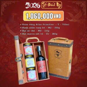 Hộp Quà Tết Bính Ngọ 2026 Cao Cấp – Vang Ý Atlas Primitivo